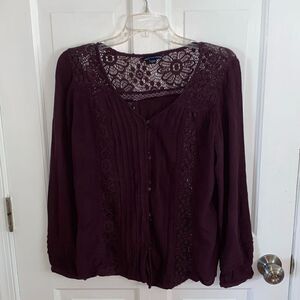 American Eagle Outfitters crochet lace blouse size S